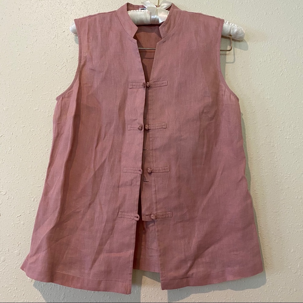 Carole Little Mauve Pink Sleeveless Button-Front Top
